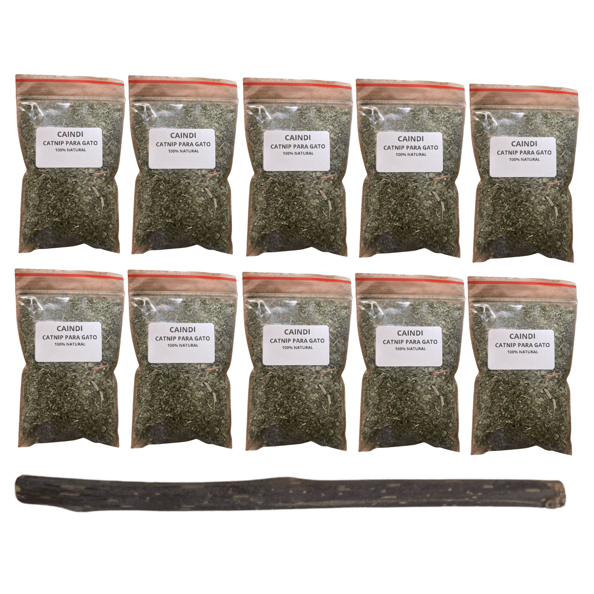 Kit 10 Pacotinhos Catnip Premium Caindi + 1 Palito Matatabi Orgânico Natural Alta Eficácia Rende Muito (Cópia)