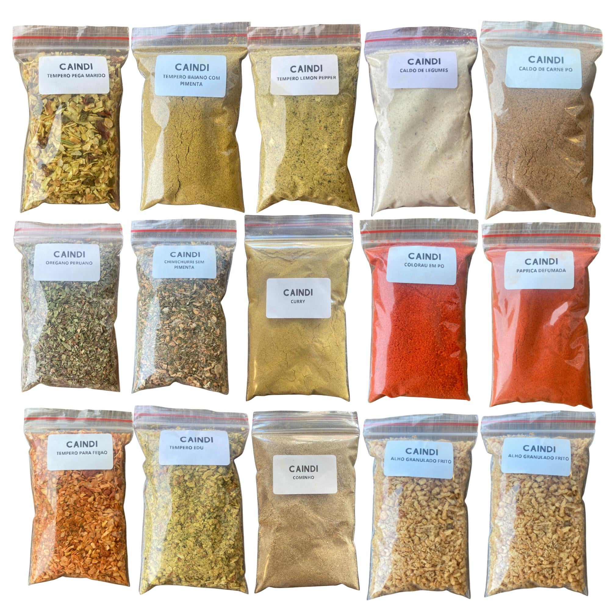 Kit 30 Temperos Caindi Condimentos Especiarias Gourmet Premium Rende Muito Embalagem Vedada